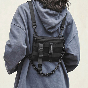 Sac de poitrine tactique fonctionnel en nylon unisexe, style Hip-Hop Streetwear, sac banane pour femme, noir, Wild Chest Rig - Product Image 1