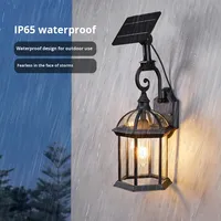 Lampe de jardin LED solaire moderne étanche IP65 Base en aluminium Applique murale extérieure pour Villa Cour et porte latérale Forme carrée
