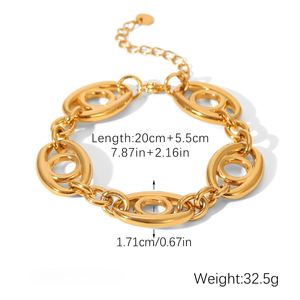MW 18k Gold Stainless Steel Dainty Two Tone Chain <strong>Bracelet</strong> Stackable Modern Layered <strong>Aesthetic</strong> Trending Chain O-Shaped <strong>Bracelet</strong> - Product Image 6