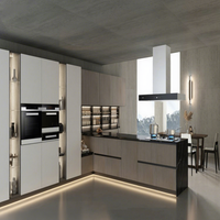 Cuisine modulaire au design moderne avec portes en bois massif, personnalisation écologique, armoires de cuisine pour salle à manger