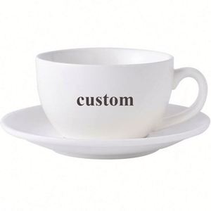 Customized European <b>Latte</b> <b>Cup</b> Saucer Set Ceramic White Personal Design Business Gifts Made From Ceramic Mugs Plastic Metal - Product Image 1