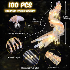 Varitas de <span class=keywords><strong>hadas</strong></span> LED con cinta y cascabeles, las más vendidas para fiestas y bodas, varitas de <span class=keywords><strong>hadas</strong></span> de seda luminosas para recepciones de bodas, fiestas rave, conciertos y cumpleaños - Product Image 2