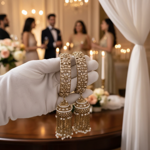 Gold Plated Fine Jewelry <b>Sets</b> Crystal Stone and Pearl Bangles Elegant and Stylish <b>Bracelets</b> for Women Wedding Party Wear - Product Image 3