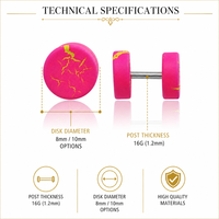 Bijou de piercing d'oreille en acrylique léger et artistique, série Zero Pain Faux Stretching, avec zircon doré, pour faux piercing d'oreille
