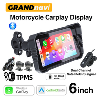 Grandnavi Nouveau système de navigation pour moto étanche 6 pouces CarPlay Android Auto 1920x1080 Street/Dual Sport/Off-road Appel BT Siri