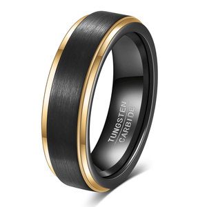 Anillo de Carburo de Tungsteno de 6 mm con Incrustaciones Doradas de Dos Tonos, Anillo de Boda Unisex - Product Image 5