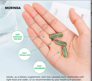 Enerji ve bağışıklık desteği için multivitamin ve minerallerde zengin % 100% bitkisel organik <span class=keywords><strong>Moringa</strong></span> özü tozu kapsülleri - Product Image 5