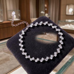 Bracelet tennis en argent 925 plaqué or rose avec moissanite taille ovale, style luxe pour femme, bijoux de mariage, modèle RN RNB-12 - Product Image 4