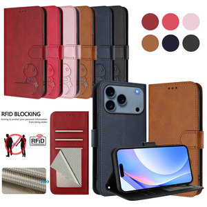 Đơn Giản Nhỏ Mô Hình Gấu Trúc Bảo Vệ Trường Hợp Đối Với iPhone 17 16 Đa-Chủ Thẻ Chống Trộm Lật Bìa Da Vỏ - Product Image 1