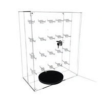 Vitrine de présentation moderne en acrylique transparent avec base rotative, pré-assemblée, avec 40 crochets et serrures