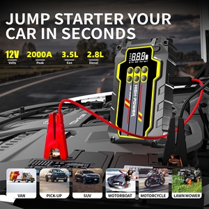 Démarreur portable 16000 mAh 150 PSI avec lumière LED, outils d'urgence pour voiture et camion, gonfleur de pneus 2000A, compresseur d'air compatible - Product Image 2