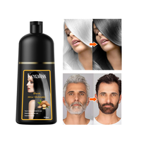 Shampoo colorant capillaire noir permanent à base d'extraits naturels de ginseng Joynna, sans ammoniaque, couvre les cheveux gris, utilisation à domicile pour hommes et femmes