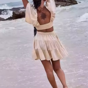 Vestido de Lino de Alta Calidad a Bajo Precio para Mujer, Estilo Sexy, Cuello Cuadrado, Casual, Espalda Descubierta, Mini Vestido de Playa para Verano - Product Image 2