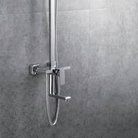 Juego de ducha termostática cromado, sistema de ducha de lluvia de cobre para baño, barra deslizante, manija de aleación de zinc, chorro de masaje montado en la pared