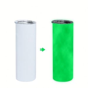Custom 20oz Sublimation Luminous Green or Blue Straight Stainless Steel Vacuum <b>Insulated</b> Leak Proof Party Halloween Tumbler - Product Image 2