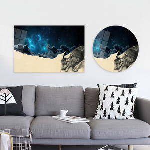 Obra de arte impresa en lienzo: Hombre anciano fumando - Elegante decoración de regalo con diseño de galaxia, arte en vidrio templado - Product Image 2
