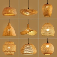 Lustre suspendu en bambou et rotin tressé, lumière incandescente pour salon de thé, salle à manger, maison de thé - Style antique japonais et chinois Zen