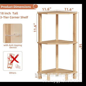 Bamboo Corner <b>Shelf</b> 3 Tier Standing Kitchen Storage <b>Rack</b> For Living Room Corner Cabinet Durable Multi Layer Unit - Product Image 2