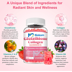 Gummies au Glutathion et au Collagène Arôme Fraise en Marque Blanche, Soutient la Santé des Cheveux, de la Peau et des Ongles, Complément de Glutathion pour Femme - Product Image 3