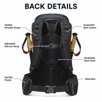 Solution tout-en-un, sac à dos de randonnée sans cadre 30L, nylon durable, pour les sports de plein air