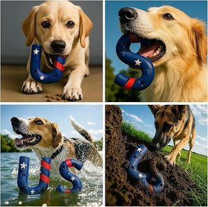 Jouet à mâcher pour chien éco-responsable, interactif, en caoutchouc résistant, pour le nettoyage des dents, en l'honneur des 250 ans de l'Amérique - Product Image 3
