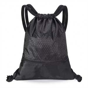 High Quality Custom Logo Wholesale Size Travel <b>Drawstring</b> Sport Polyester Foldable <b>Backpack</b> Shoes Shopping Bags Storage Clothes - Product Image 4