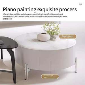 Tavolino da Caffè Rotondo Moderno con Vano Portaoggetti per Soggiorno, Produzione Cinese - Product Image 5