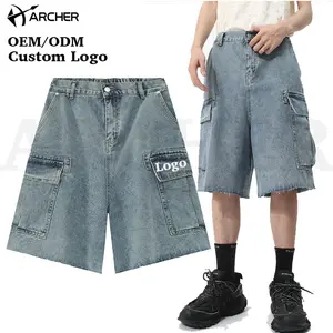 Side Pocket Cargo Wash Denim Shorts Streetwear Jorts Trend Mens Boxer Shorts 2024 Vintage Mens Shorts