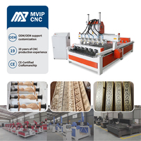 Routeur CNC 3D à 6 têtes avec 4ème axe rotatif (4x8/1325): multifonctionnel pour la gravure 3D diversifiée-personnalisable en usine