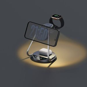 Support de chargeur sans fil magnétique 3-en-1 QI2.2 25W avec lumière de nuit <span class=keywords><strong>TEC</strong></span> rafraîchissante pour téléphone, Apple Watch, Samsung Watch et écouteurs - Product Image 3