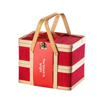 Panier-cadeau en bambou fait main sur mesure pour l'emballage de cadeaux alimentaires, boîte en bambou rectangulaire recyclable en gros
