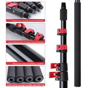 Tige télescopique en fibre de carbone à motif annulaire, longueur personnalisable de 1 à 18 mètres, pour travaux aériens de nettoyage et de sauvetage, modèle 50C - Product Image 2