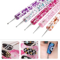5 ensembles de stylos pour nail art, stylos à double tête pour diamants, barres à paillettes, stylos à fleurs, stylos à diamants incrustés à la main, ensemble d'outils pour nail art
