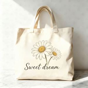 Custom Printed <b>Canvas</b> Tote Bag for Women Eco <b>Canvas</b> Shoulder Bag with Zipper Ideal for School <b>Beach</b> and Travel - Product Image 1