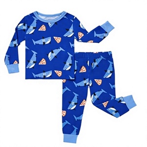 Conjuntos de Pijamas para Bebés y Niños Pequeños, de Bambú y Viscosa, Suaves y Frescos para Verano, Manga Larga, con Estampado de Tiburón Hambriento, para Niñas y Niños - Product Image 1