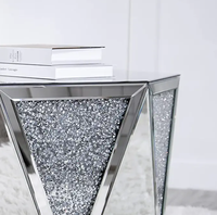 Table basse hexagonale en miroir avec incrustation de cristal, Table basse moderne avec pour le salon, la chambre à coucher, le décor d'entrées et plus encore