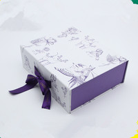 Boîte cadeau violette exquise, emballage haut de gamme pour les cadeaux de fêtes, d'anniversaires et d'occasions spéciales