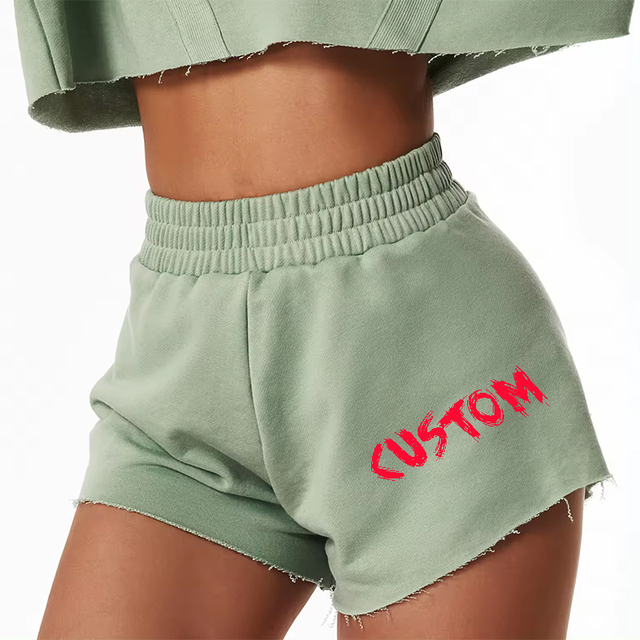 Custom Training High Waist Top Quality Track Short Pants Womens Raw Cuff Sweat Shorts