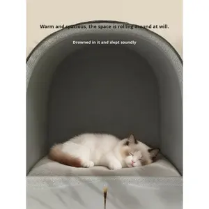 Grand lit pour <span class=keywords><strong>chien</strong></span> en forme de maison, chaud pour l'hiver, amovible et lavable, pour une utilisation en intérieur, adapté aux quatre saisons - Product Image 2