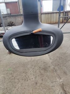 Chimenea <span class=keywords><strong>de</strong></span> leña personalizable para interiores, suspendida, <span class=keywords><strong>con</strong></span> rotación <span class=keywords><strong>de</strong></span> 360 grados, <span class=keywords><strong>de</strong></span> acero al carbono negro mate, <span class=keywords><strong>con</strong></span> <span class=keywords><strong>puerta</strong></span> <span class=keywords><strong>de</strong></span> <span class=keywords><strong>vidrio</strong></span> y chimenea. - Product Image 6