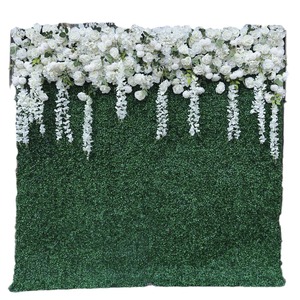 J-064 Sfondo Floreale Artificiale con Supporto in Tessuto Bianco, Parete Verde Decorativa per Matrimoni Ispirata all'Amazzonia - Product Image 6