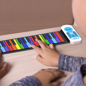 KONIX Colorful Kids Online Piano Instrument Toy Piano Microphone <strong>Funny</strong> Musical Keyboard Cheap Electric Rollup Mini Piano - Product Image 5
