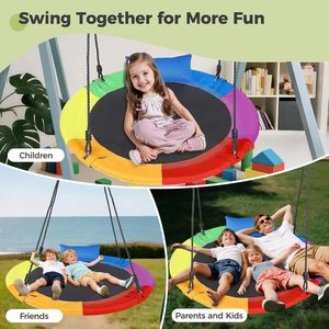 Balançoire suspendue, charge maximale <span class=keywords><strong>300</strong></span> <span class=keywords><strong>kg</strong></span> avec coussin, réglable, intérieur et extérieur, pour enfants et adultes (100 cm) - Product Image 1