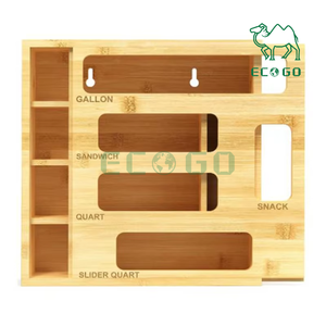 Bamboo Food <b>Storage</b> Ziplock Bags Organizer With Slider <b>Kitchen</b> Plastic Bags <b>Storage</b> Organizer - Product Image 1