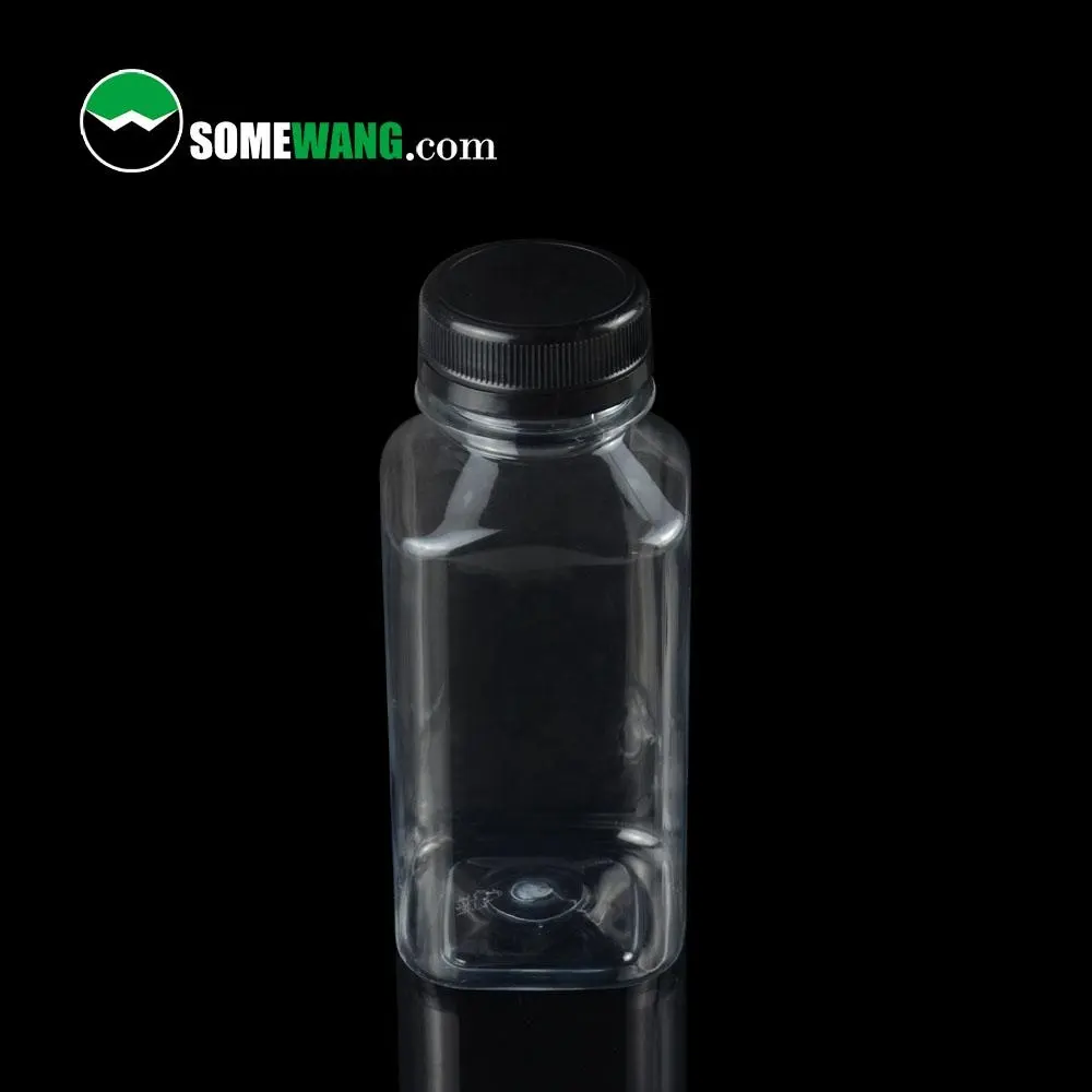 SOMEWANG empty 250ml plastic pet square juice bottle 8oz Plastic BEVERAGE Bottle Wholesale