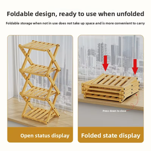 Vaso di fiori pieghevole in bambù 4-layer Flower rack da pavimento per <span class=keywords><strong>piante</strong></span> grasse e <span class=keywords><strong>piante</strong></span> verdi in balcone interno - Product Image 5