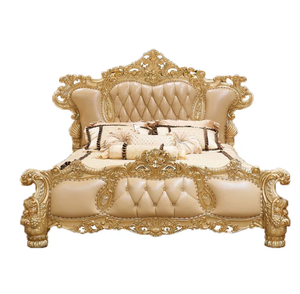 French Luxury <b>Queen</b>/King <b>Size</b> <b>Bed</b>, Classical European Carved Wood <b>Frame</b> <b>Bed</b> Bedroom Furniture Set - Product Image 1