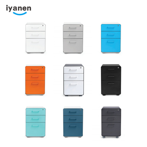 IYANEN Đen Vòng Cố Định Vị Thế Mỏng Cạnh Kim Loại Xử Lý 3 Ngăn Kéo Có Thể Khóa Lưu Trữ Tập Tin Văn Phòng Thép Tủ Hồ Sơ - Product Image 6