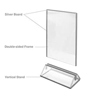 Porte-enseigne en acrylique 5x7 personnalisé avec bordure argentée Supports de panneau de table Porte-menu Support de prospectus en acrylique - Product Image 3