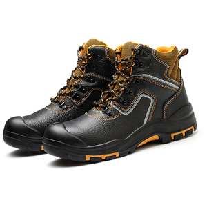 Chaussures de travail en cuir véritable à coupe mi-haute, style 2024, antidérapantes, anti-perforation, bottes de sécurité - Product Image 2